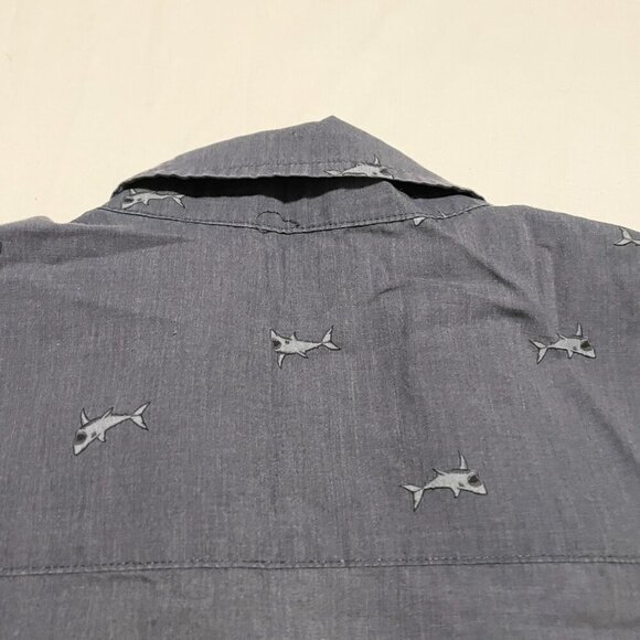 Walker Refinery Shark Print Button Up Shirt Mens Size Large - Picture 13 of 16